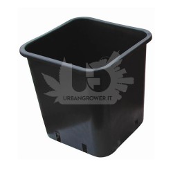 Vaso quadrato in plastica nero - 11 L