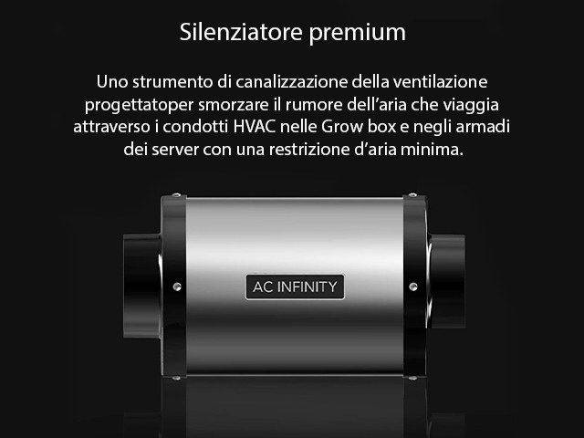 AC Infinity silenziatore per estrattori in linea